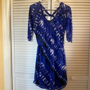 Express Long Sleeve Knee Length Purple and Black Dress - Small